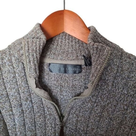 Oscar De La Renta Sweater Quarter Zip Mock Neck size L Large Cotton Blend Tan Ma - Picture 6 of 10